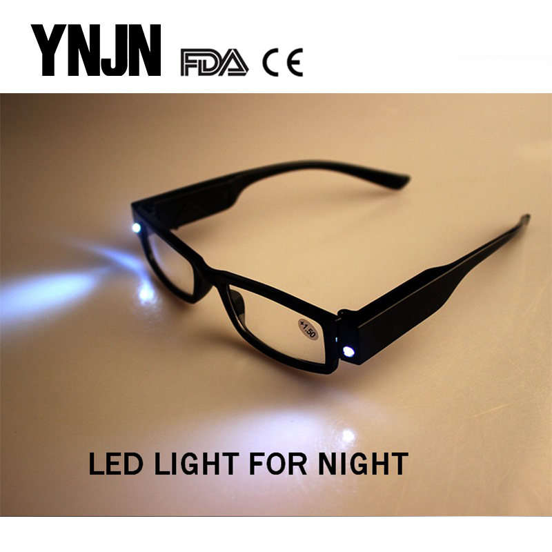 Free sample YNJN cheap plastic frame mens led reading glasses