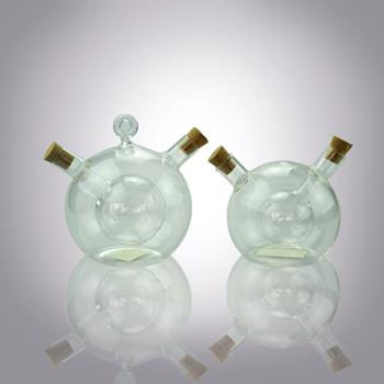 Oil Dispenser Suppliers|clear Glass Oil and Vinegar Double Chamber Round Cruet for Sale