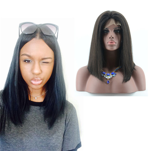 Glueless Bob Style Sliky Straight Natural Full Lace And Lace Front Wig In Stock