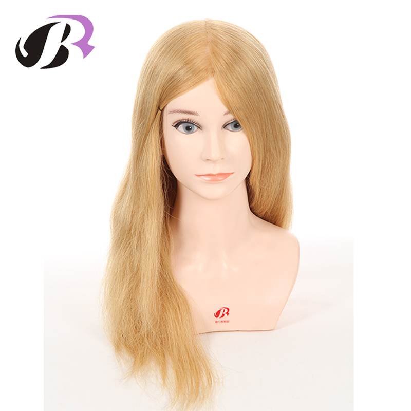 Master Hairdressing Training Heads 100 Real Human Hair 18 Mannequin Head With Shoulder 210G Large Hair Practice Head For Sale