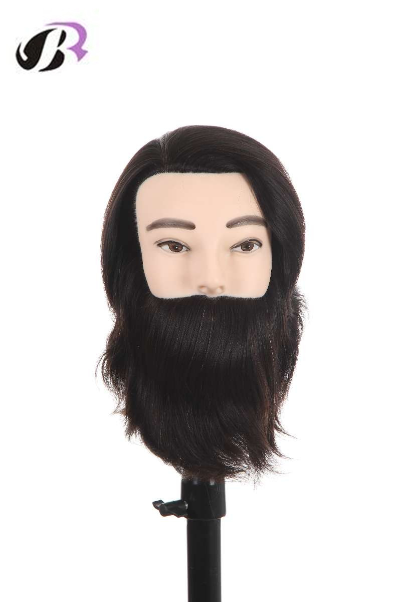 Training Maniqui Head For Hairdresser Real Hair With Beard Mannequin Head With Human Hair Hairdressing Doll Heads Manikin Head