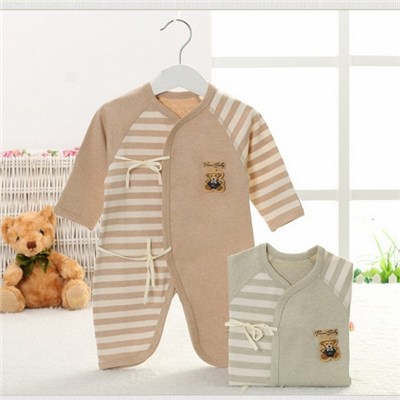 100% Organic Cotton Certified Striped Baby Romper, Eco-friendly Cosy Baby Onesie