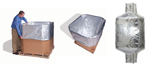 Vapor barrier Gaylord foil liner for bulk powders and pellets