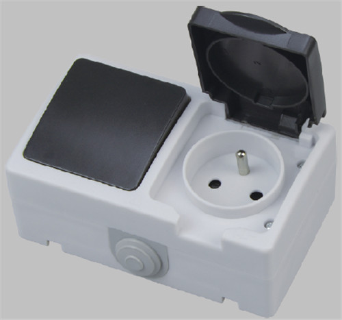 IP54 French type water proof  PP material socket with switch