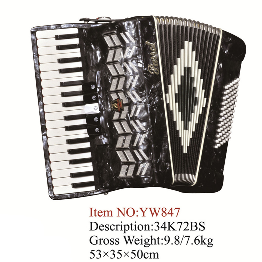 Parrot 34 Keys 72 Bass Piano Accordion With Case And Straps