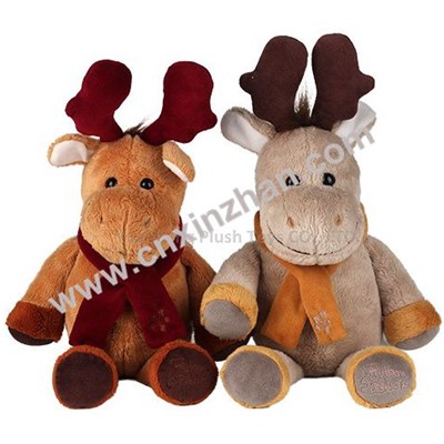 Deer Plush Soft Toys Sit Grovel With Bow Tie Cloak Scarf Clothes Brown Yellow Colors Customization