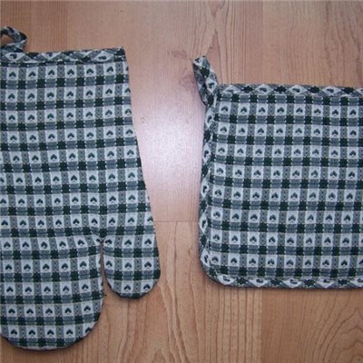 Pot Holders Oven Mitt for Cotton Quilted Heat Resistant Oven Mitt Pot Holders and Golve 2pcs Kitchen Set