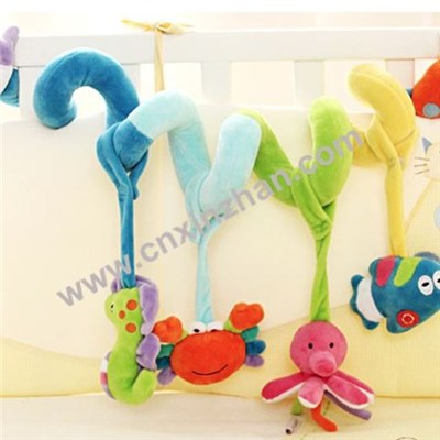 Baby Bed Hanging Rattle Plush | Soft Long Toys Around The Bed With Sweet Heart, Bee, Dolphin, Monkey Cartoon On Sale