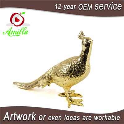 Resin Golden Paired Peacock Statue And Gifts Items