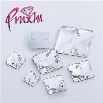 22mm Large Square Rhinestones Fancy Flat Back Sew-on Crystal Beads For Dance Coustumes