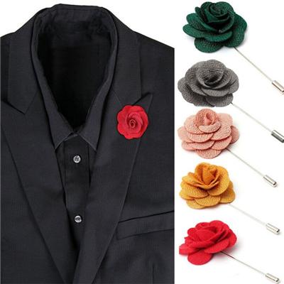 Handmade Womens Fabric Lapel Boutonniere Flower Brooch Pin Corsage For Suit
