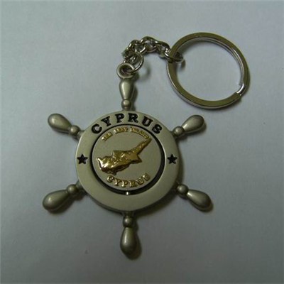 Two Tone Plating Rotatable Coin Metal Keychain