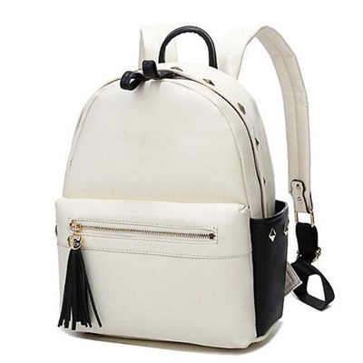 Front Zipper Pocket With Tassel Fashion Rivets School Backpack