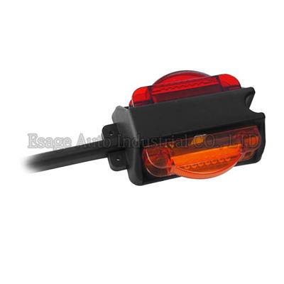 Pre-wired Red&Amber Dual LED Trailer Fender Clearance Side Marker Lights Left W/ 2x7 LEDs