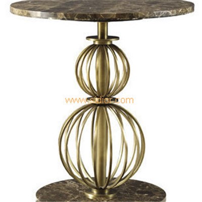 Lobby Lounge Furniture Brass Stainless Steel Frame Marble Coffe Table