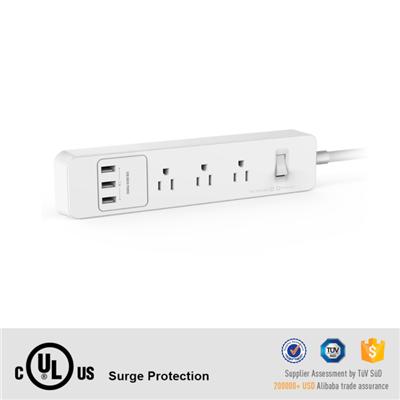1.5m Power Cord 3 US Outlet With 3 Usb Surge Protector With UL Certificate
