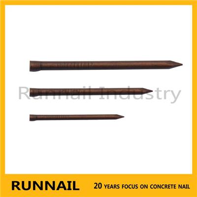 Copper Plated Concrete Nails With Flat Head Or Lost Head, Copper Surface, Strong Rust Proof, Small Box Packing, Zhejiang Plant