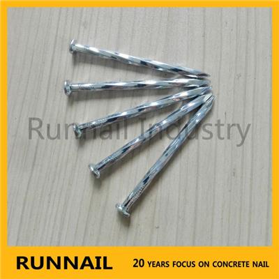 Galvanized Angular Spiral Concrete Steel Nails With Taiwan Standard, Shining Bright Zinc Plated, With P Head, Diamond Point, 0.5Kgs/Box, 50Boxes/CTN Packing, Near Yiwu, Hangzhou Factory