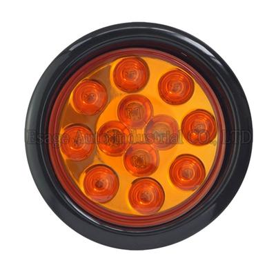 Rubber Round LED Truck Light -4'' Tail/Stop/Turn Signal Backup Fog Reverse Marker Light W/ 12 LEDs