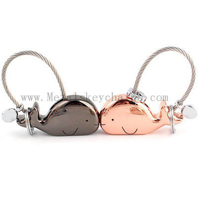 Tanabata Valentine's Day Lovers Key Rings Cute Kiss Small Whale Key Rings Key Pendants Creative Lovers Gifts