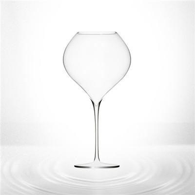mouth blown red wine glass
