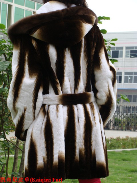 China Custom lady rex rabbit fur coat+mink fur collar s-08-261