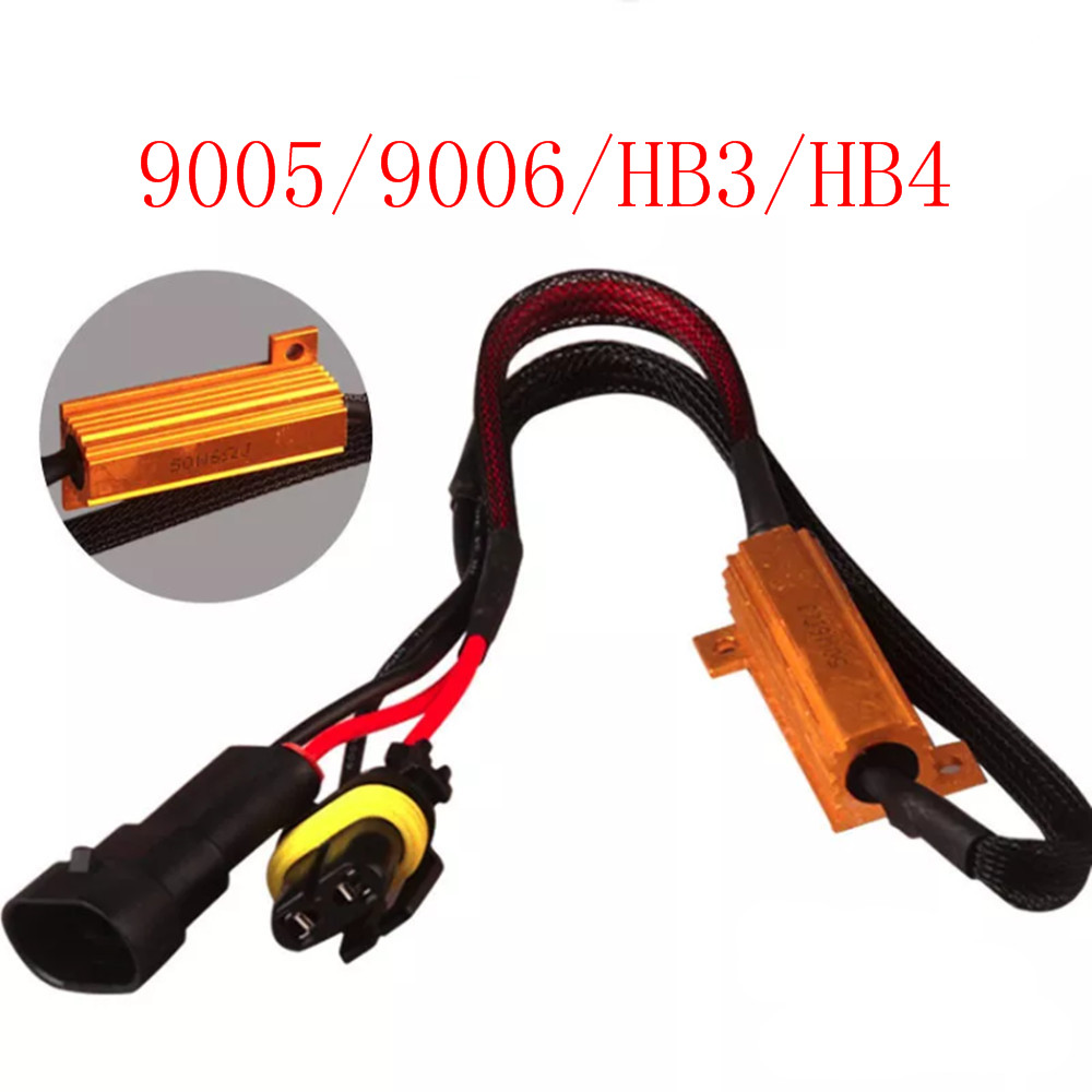 High Quality Car Fog Light 9005 9006 HB3 HB4 H7 H8 H11 H4 H13 LED Decoder Harness Single Resistance Decode Line 50W 6ohm