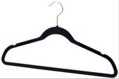 45cm Velvet  /Flocked/ Plastic clothes hanger Black