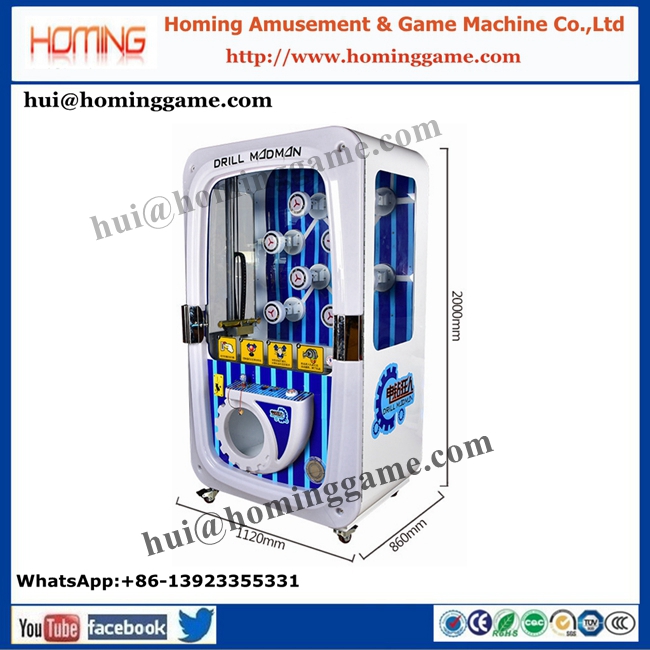 Hotest coin operated key master amusement redemption machine drill madman prize game 