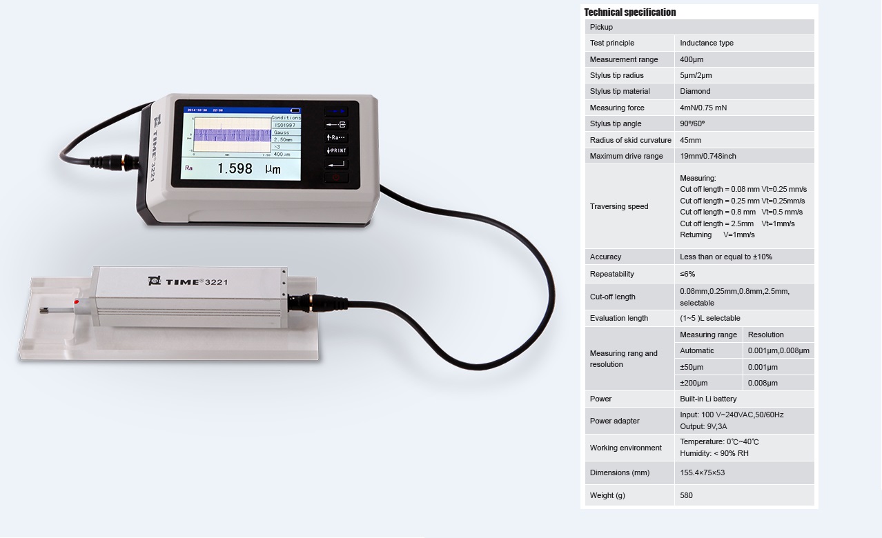 Best-selling Portable Surface Roughness Tester TIME®3221 Compatible with ISO 1997