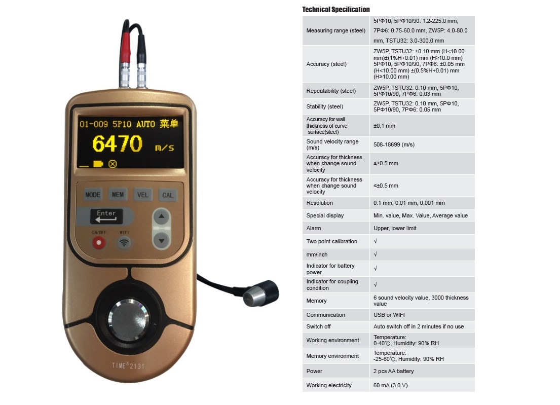 Digital Ultrasonic Thickness Gauge TIME®2131 from ISO Certified Supplier