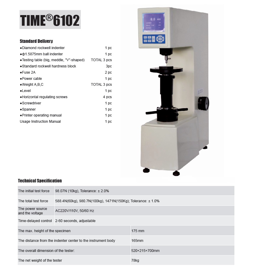High Quality Digital Rockwell Hardness Tester TIME®6102 from Reliable Supplier