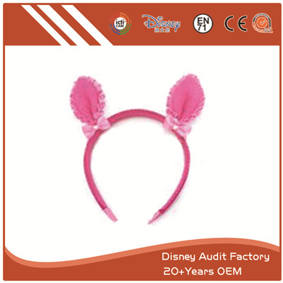 Plush Pink Deer Ears Headband Printing Pattern