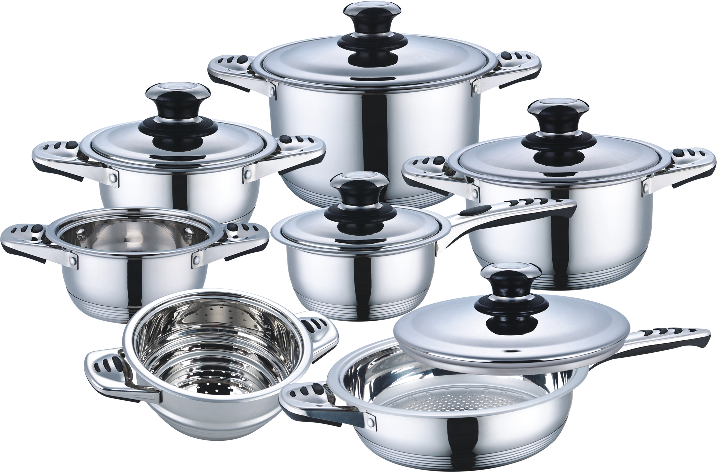 12pcs high quality stainless steel cookware set with induction bottom 