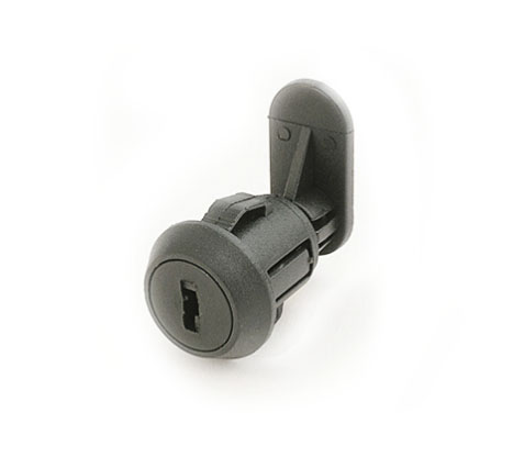 Small Plastic Push-In Cam Lock, Nylon 6/6 Black