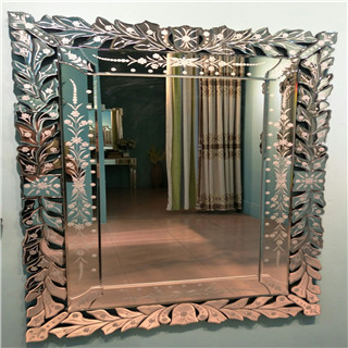 Etched rectangular devorative wall mirror for livingroom/bathroom/dining room