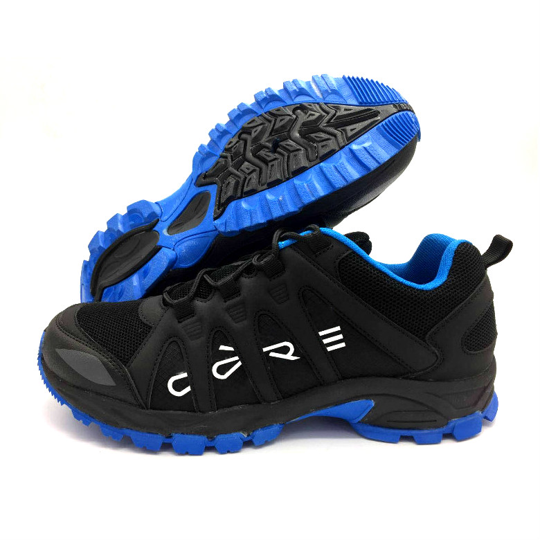 Black synthetic pu and textile upper outdoor shoes