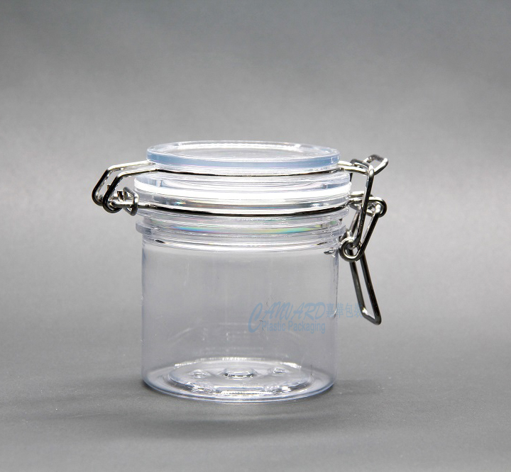 220g square airtight jar, clear plastic bail jar, empty cream jar, empty facial mask jar