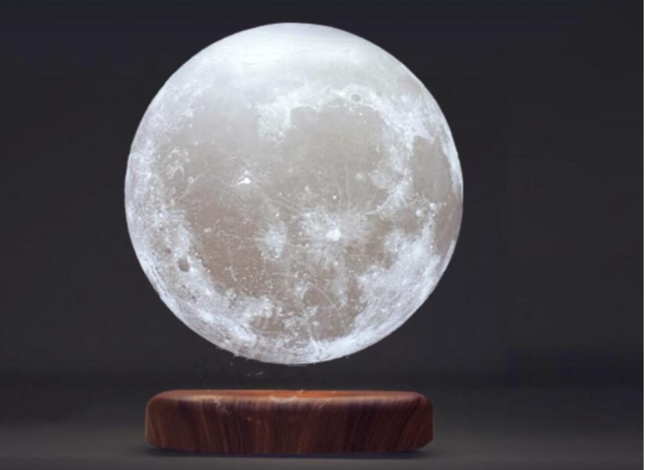 customize magnetic floating bottom levitate moon ball lamp 6 inch 