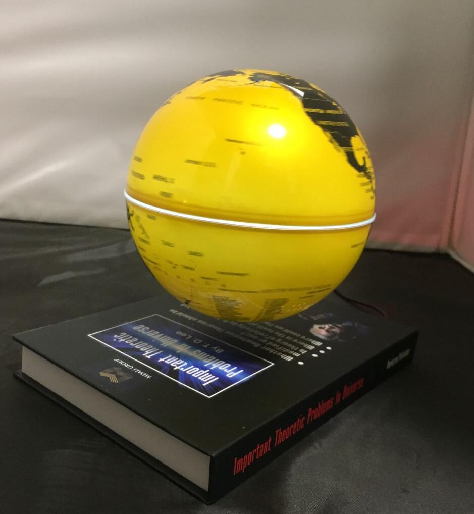 book base magnetic floating levitate bottom globe with led light 