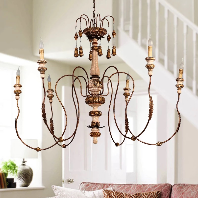 American style pastoral big size lobby iron chandeliers for sale