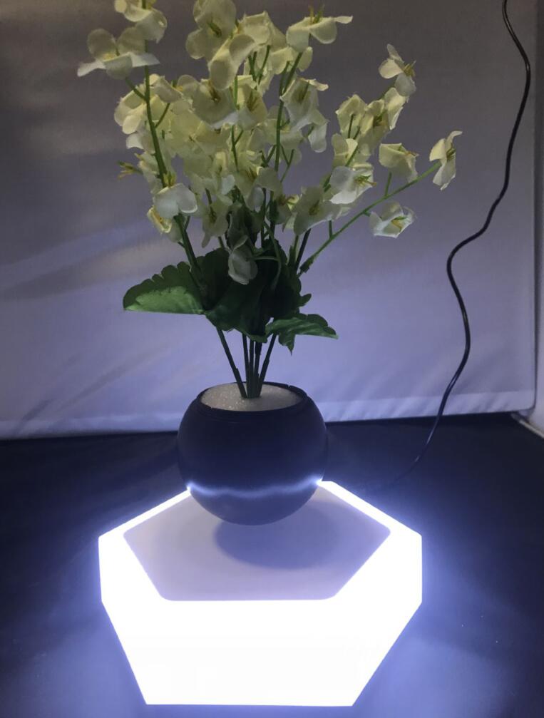 Hexagonal light-emitting base levitating floating air plant
