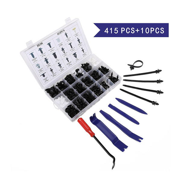 415pcs Car Retainer Clips & Plastic Fasteners Kit with removal tool