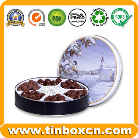 Cylindrical Chocolate Tins with Handle for Metal Gift Tin Boxes
