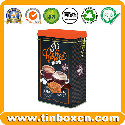 Round Tin Coffee Can with Airtight Lid, Coffee Tin Box