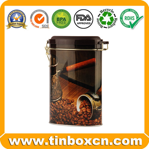 Round Tin Coffee Can with Airtight Lid, Coffee Tin Box