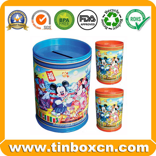 Saving Tin with Lock and Handle, Coin Bank, Metal Money Boxes