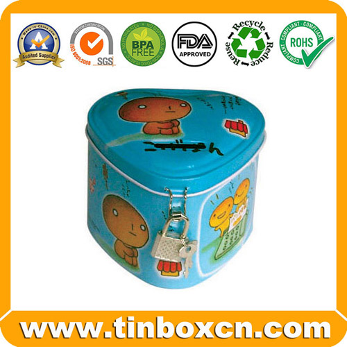 Saving Tin with Lock and Handle, Coin Bank, Metal Money Boxes