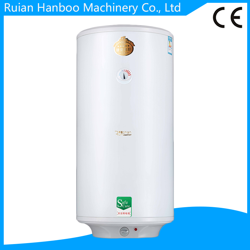 Vertical electric water heater with enamel tank for shower