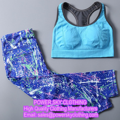High Quality Custom Print Fitness Private Label Sports Colorful Breathable Sexy Yoga Pants Sets From Power Sky Clothing Manufacturers